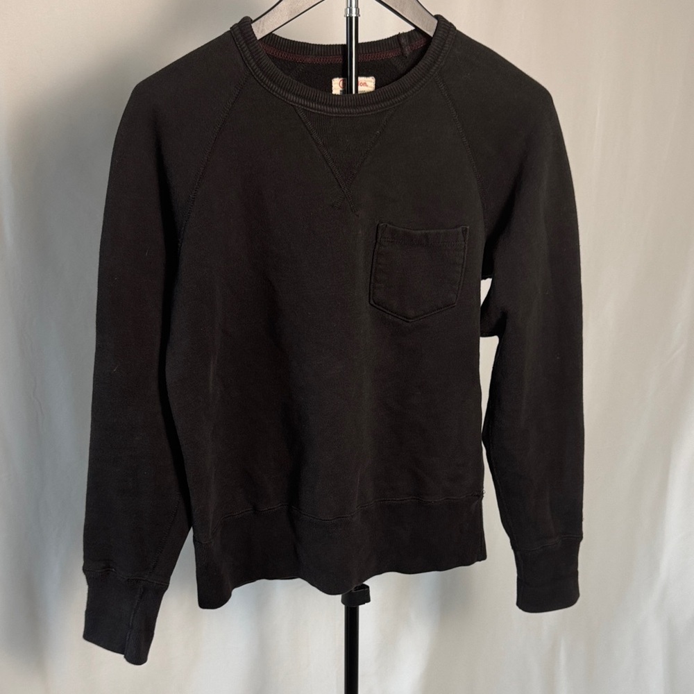 Todd Snyder x Chanpion Black Crewneck Sweatshirt with Chest Pocket